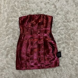 Lulus brand pink and red mini dress with bow on back